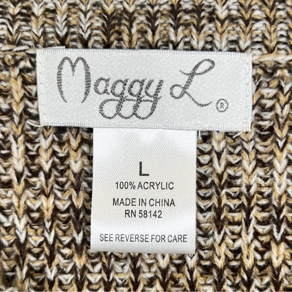 MAGGY L Scoop Neck Cuffed Sleeve A-Line Marled Sweater Dress Neutral Fall Size L - Picture 9 of 13